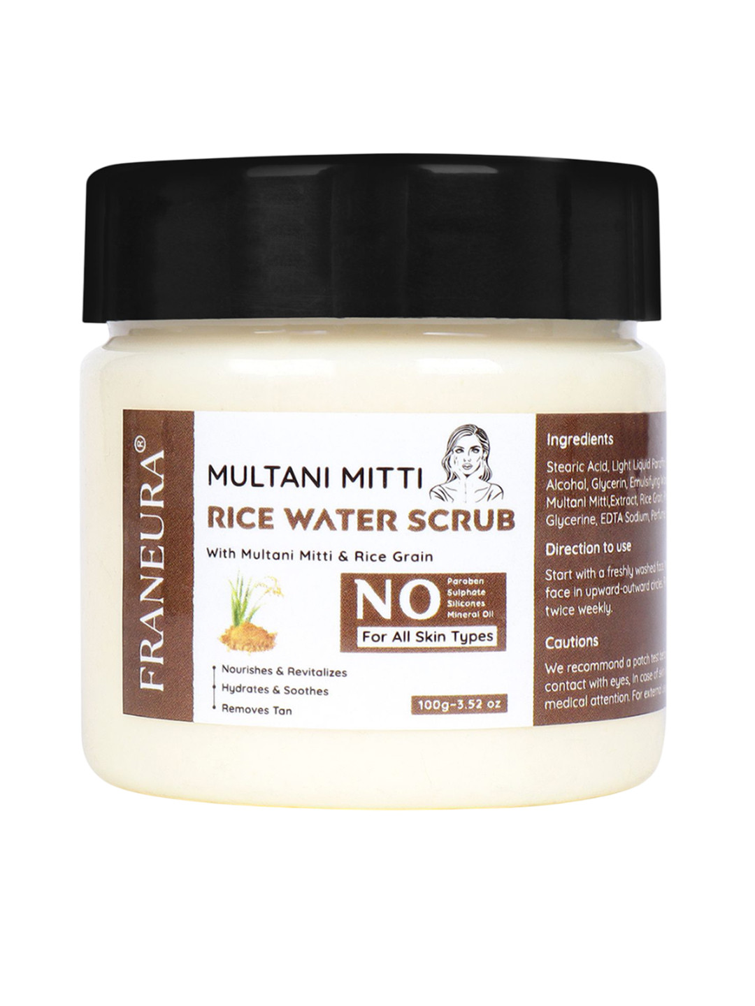 Franeura Detoxifying Multani Mitti & Rice Water Face Scrub - 100 g