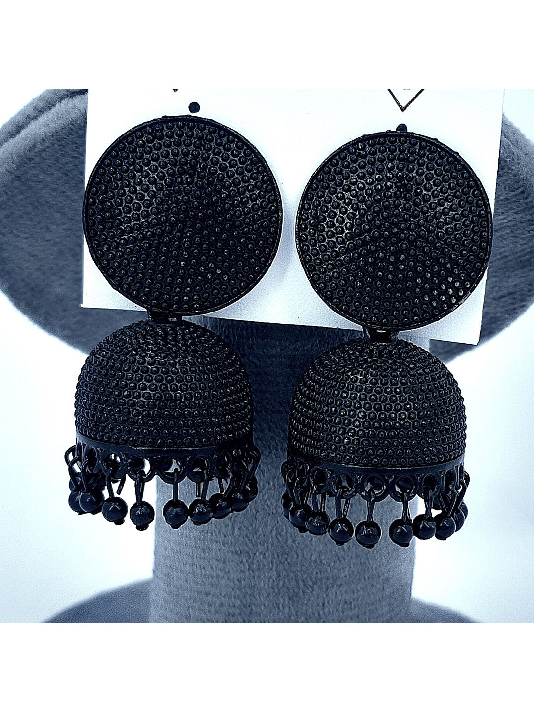 Varico Black Dome Shaped Jhumkas
