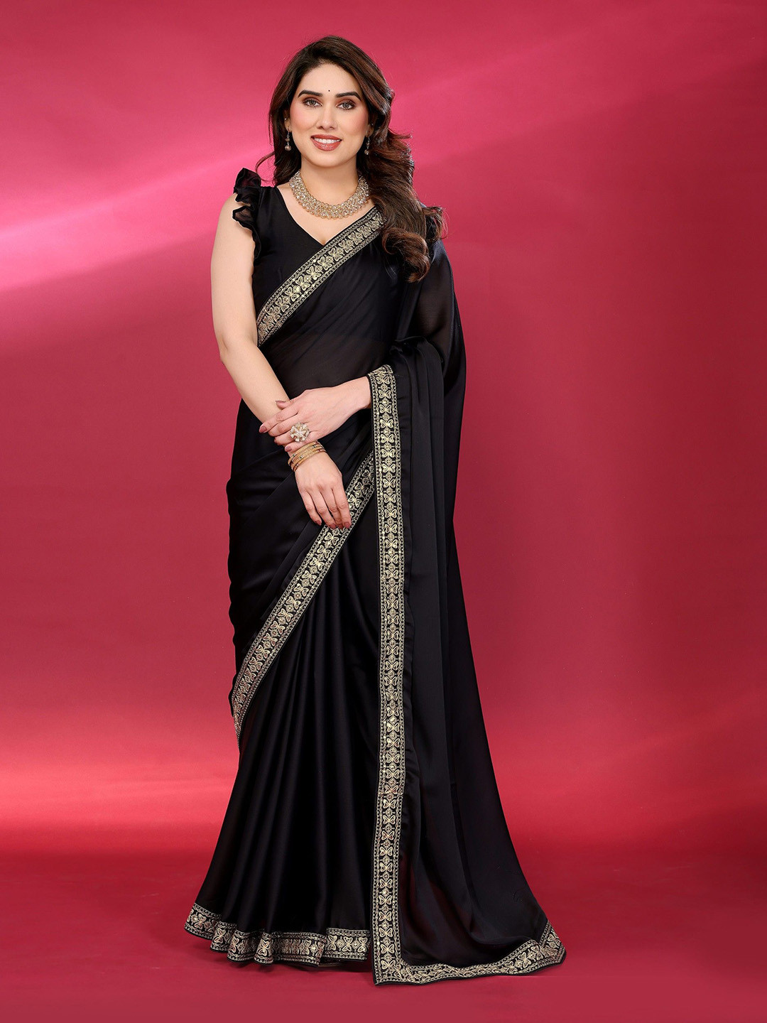 DIVASTRI Embroidered Designer Lace Work Saree