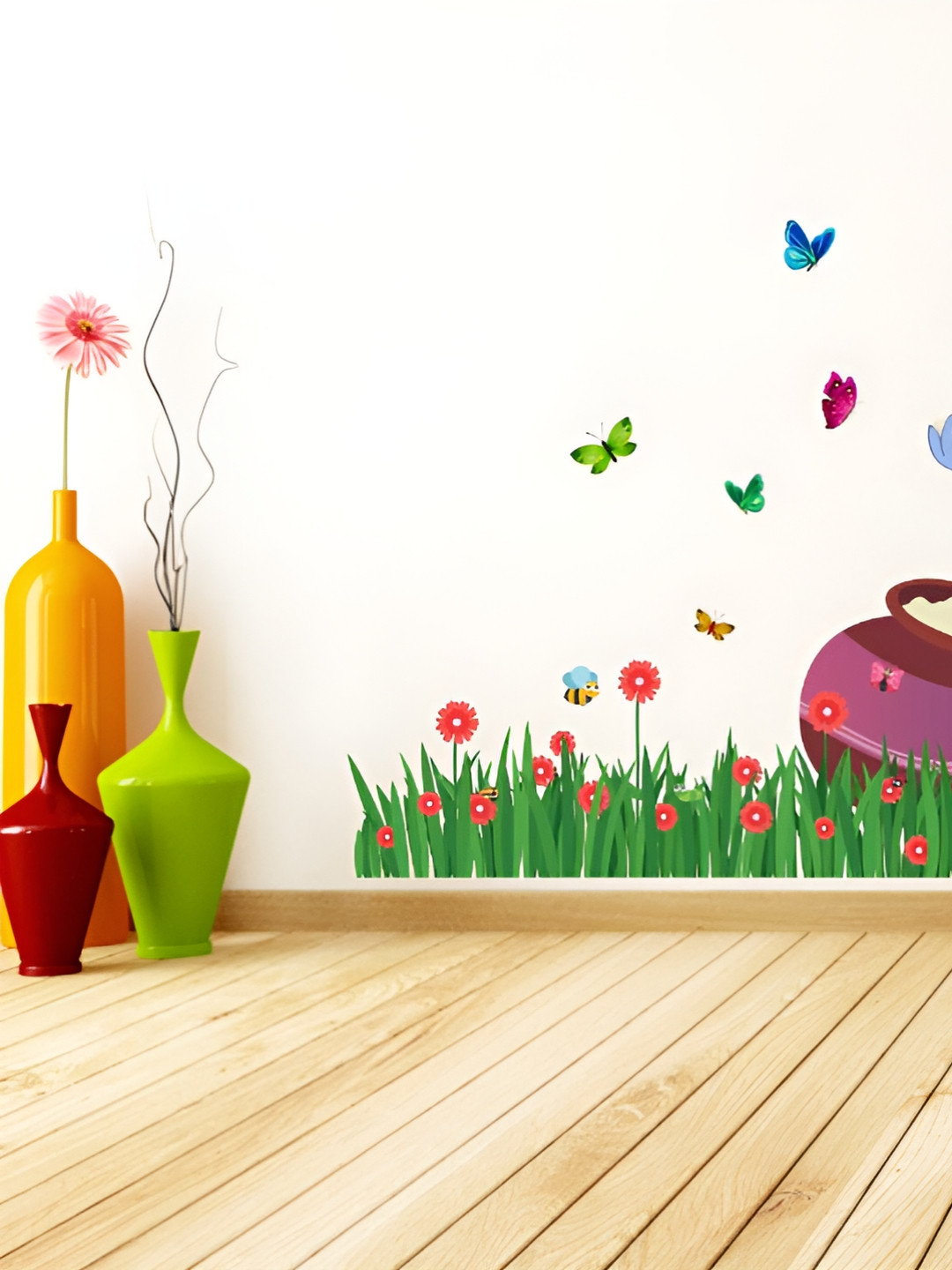 LANSTICK Green & Blue God Krishna With Butterflies Splash-Proof Eco-Friendly  Wallpaper