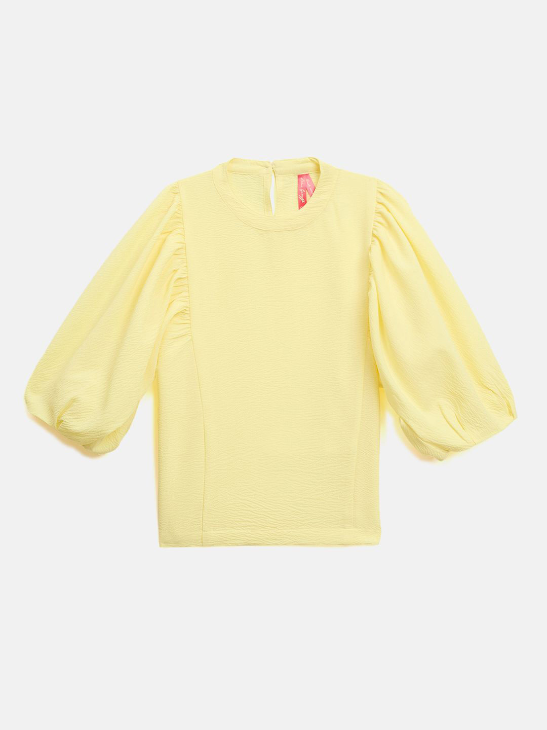 Blue Kids-Girls Round Neck Puff Sleeve Top