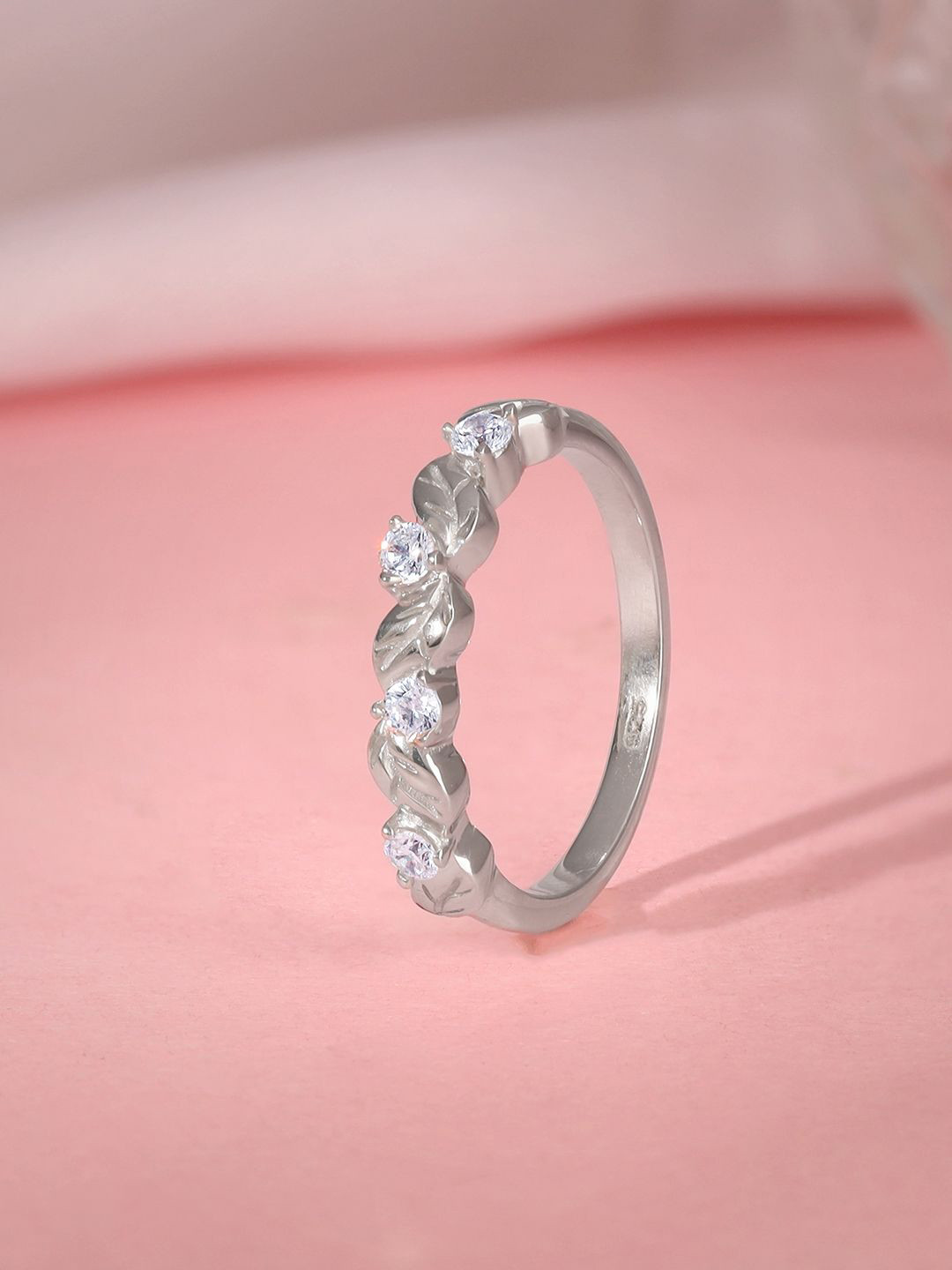 GIVA 925 Silver Minimalist Wreath Ring Fixed Size  Indian - 12