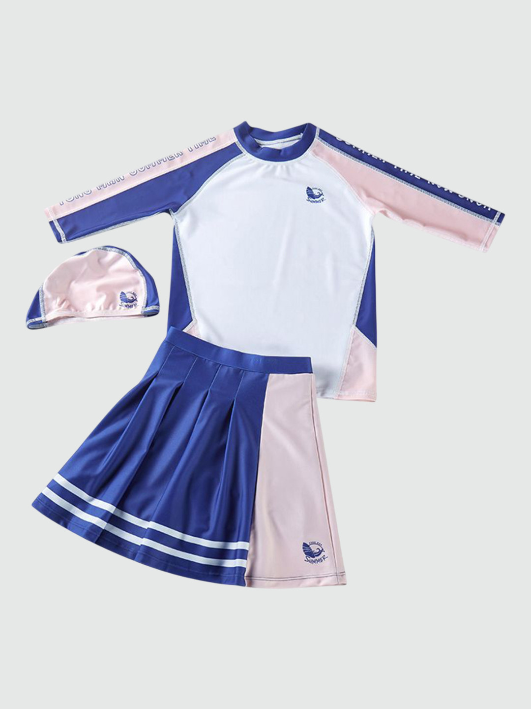 StyleCast x Revolte Girls Colourblocked Round Neck Swimming Dress