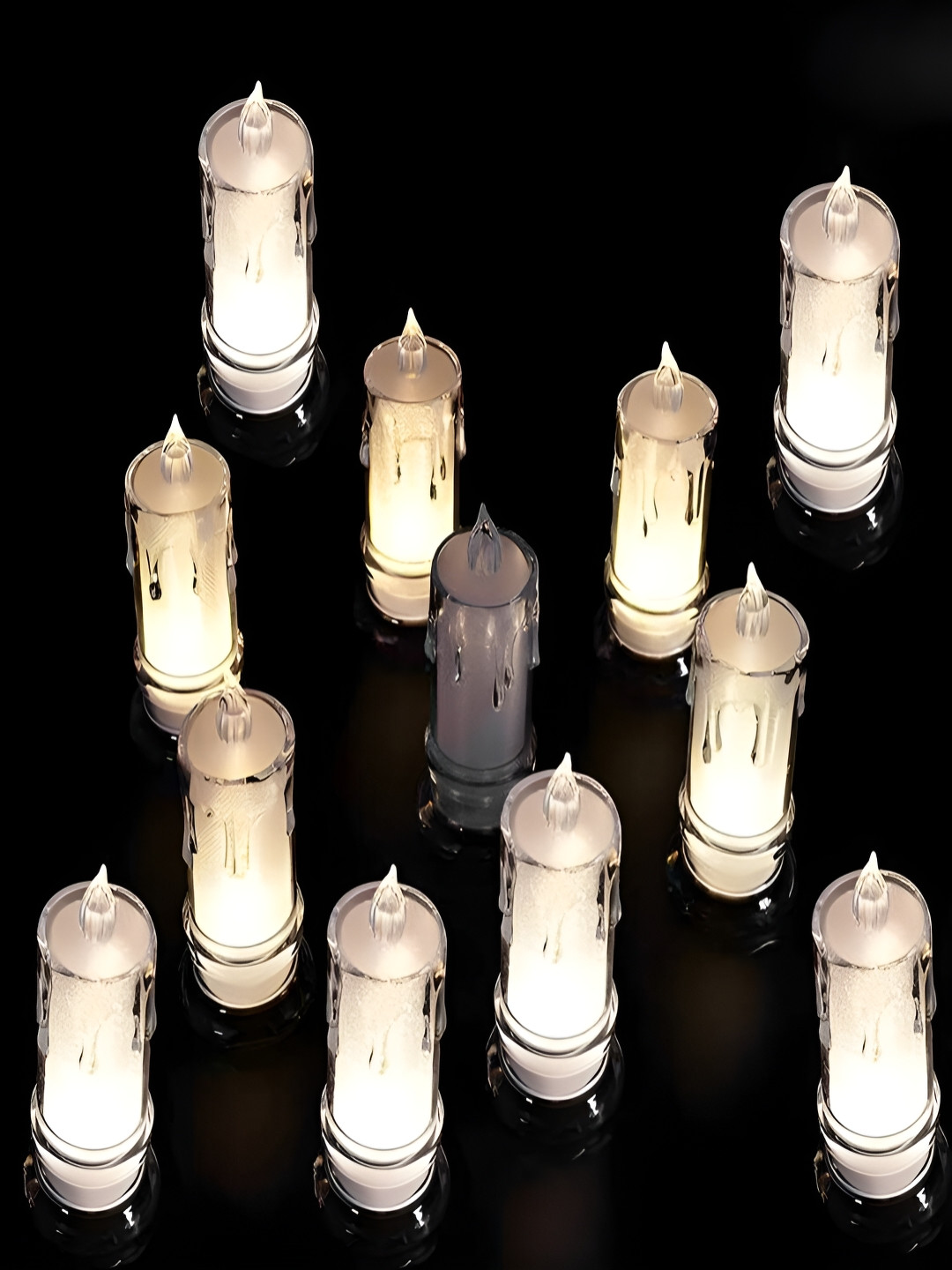 DeoDap plastic swing 12Pcs Smokeless 1 Wick Solid Geometric Regular Tea Light Candles