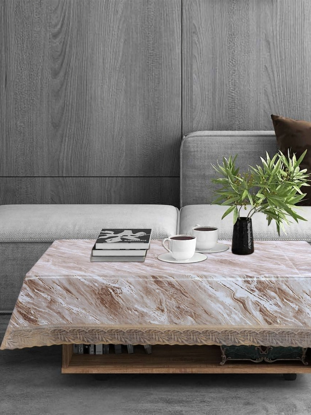 Stylista Copper-Toned Abstract 2-Seater Rectangle Table Cover