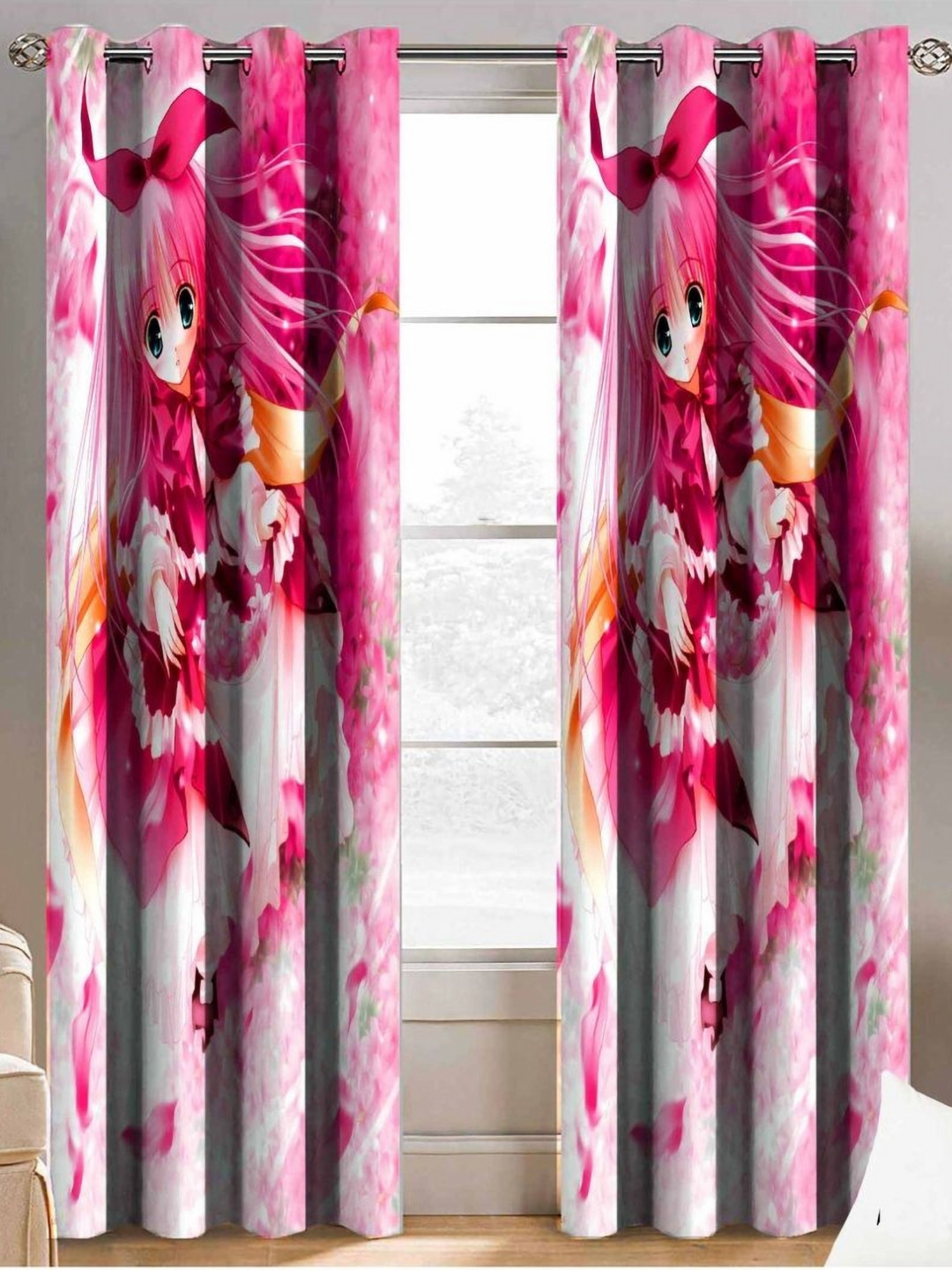 Aura Pink & White Set of 2 Floral Long Door