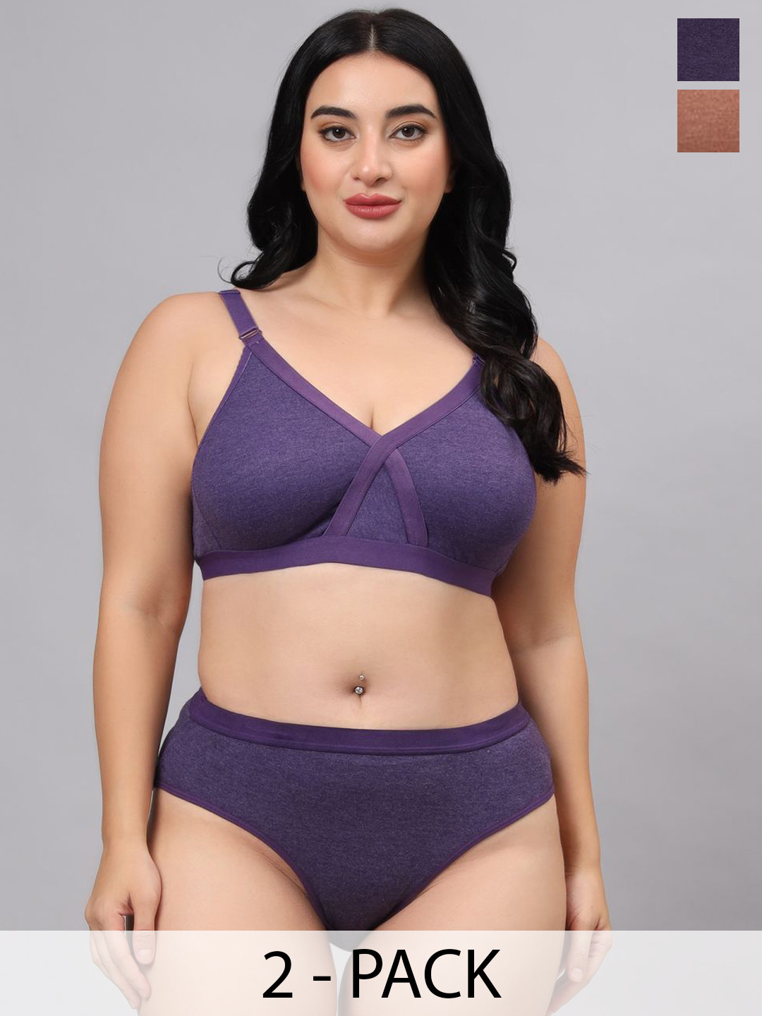 Designer Bugs Pack Of 2 Cotton Non Padded Lingerie SetsLS-ZAN-CH-PR-30B