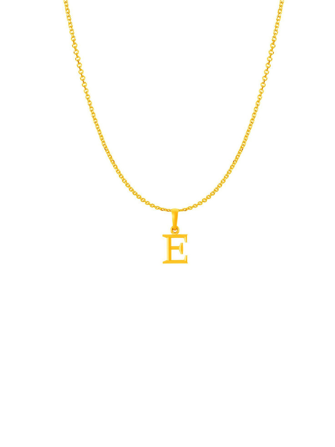 Metronaut Men 925 Sterling Silver 22KTGold-Plated E Alphabet Pendant With Anchor Chain