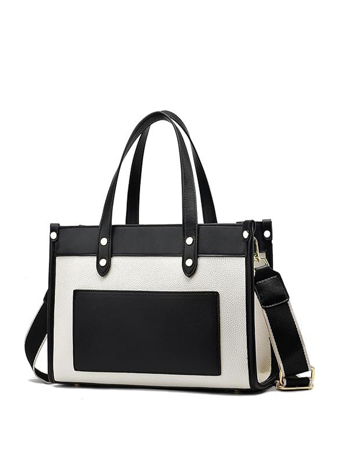 Lychee bags Colourblocked PU Structured Satchel Purse With Cut Work