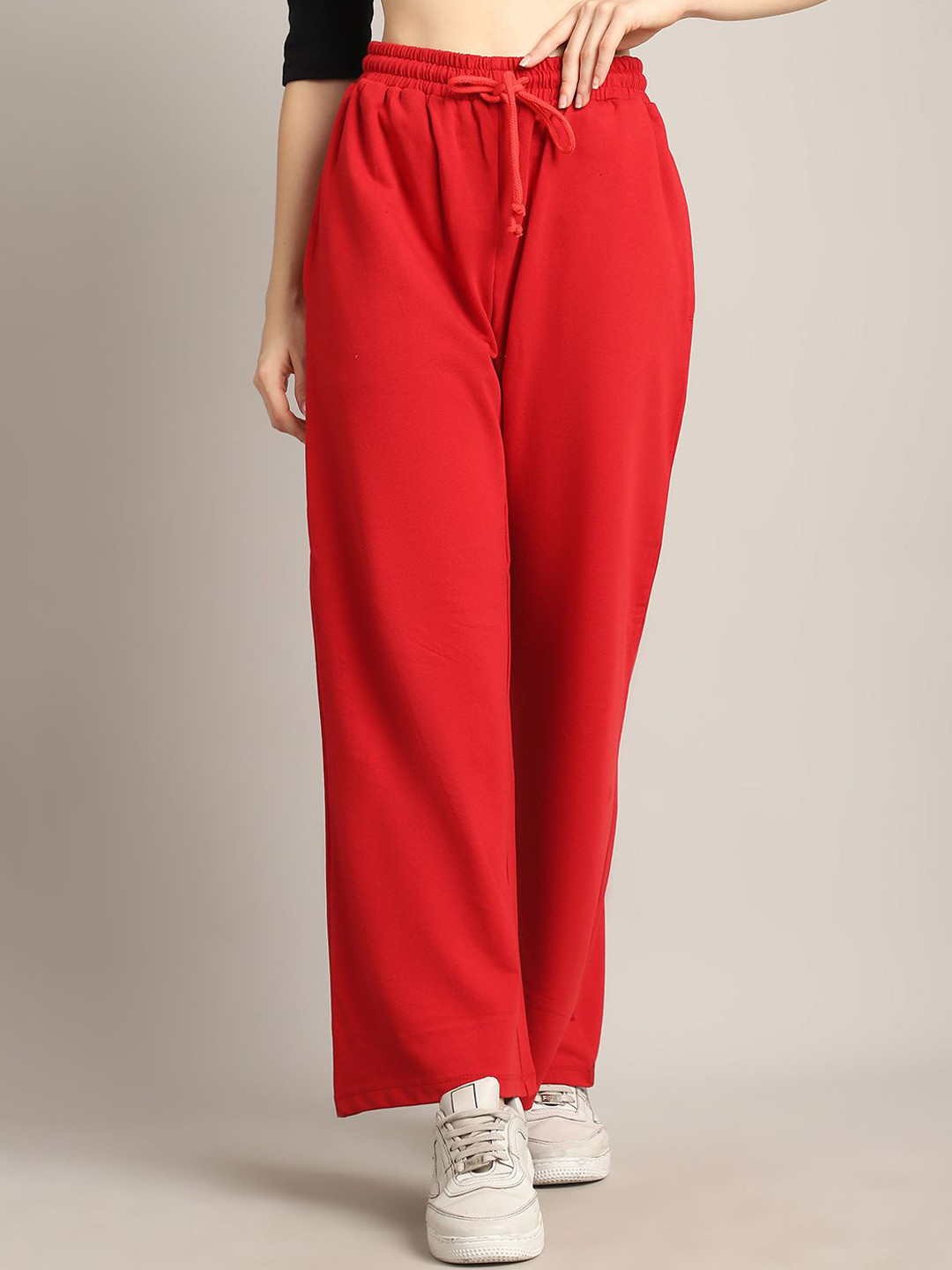 A AND K Women Pure Cotton Slim-Fit Mid-Rise Track Pant