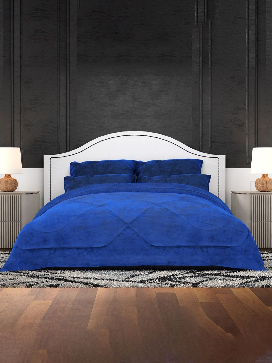 Myntra Elegant Homes Comforters Blue Geometric 300 GSM Reversible Double Bed Comforter