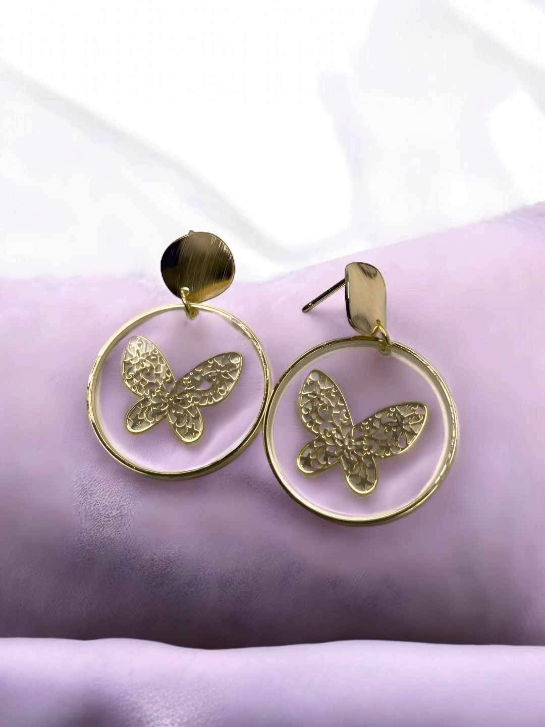 VATIYAANA Jewels Gold Plated Circular Shaped Drop Earrings