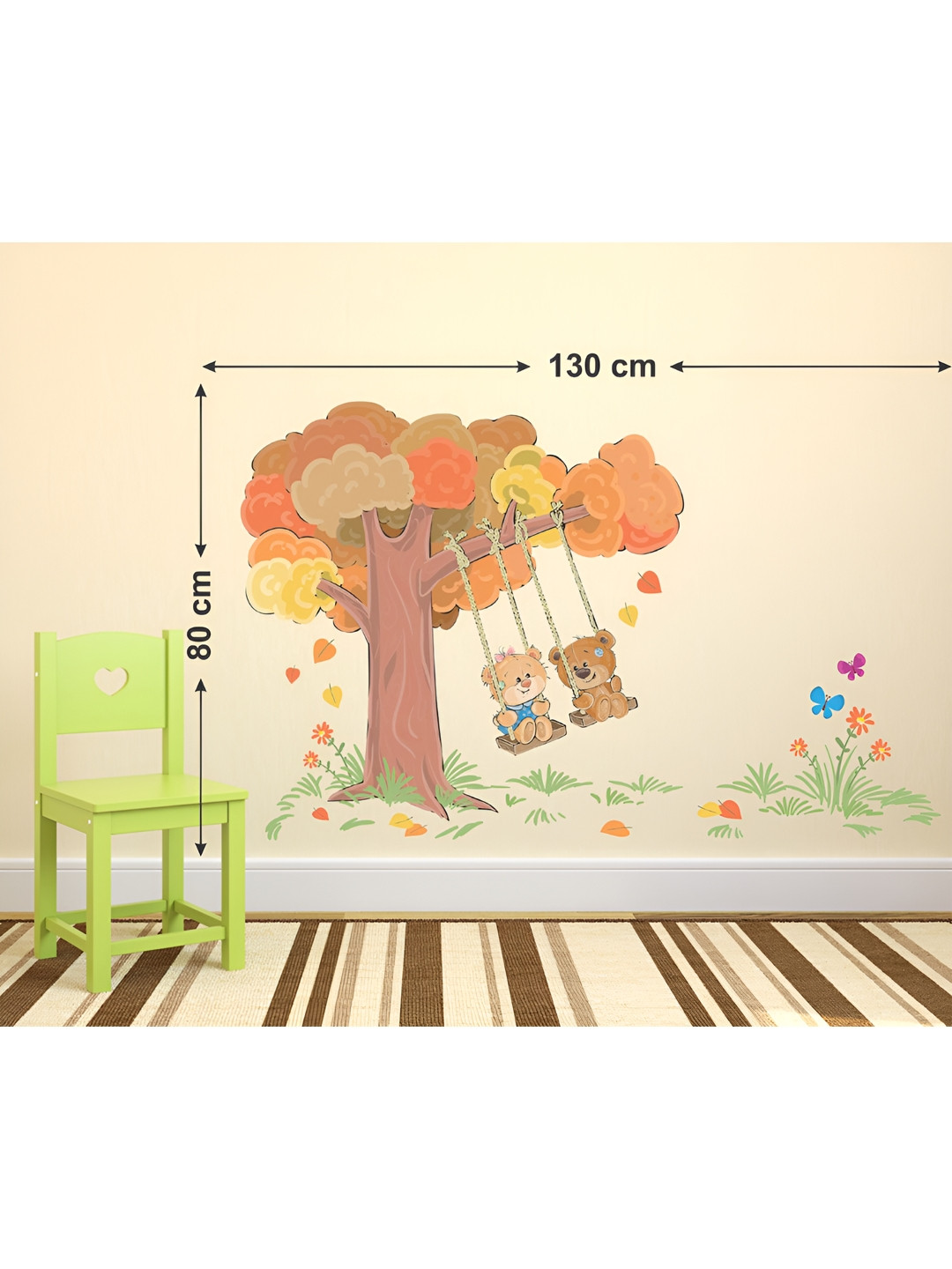 LANSTICK Yellow & Green Splash-Proof Eco-Friendly Couple Teddy & Tree Wallpaper