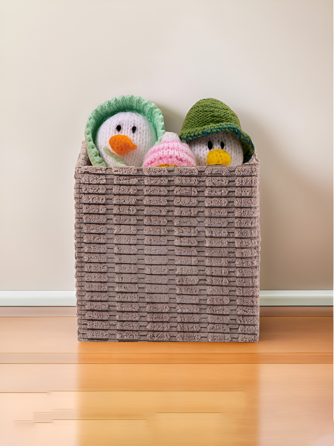 Myntra Elegant Homes Tan Self Design Wardrobe Tote Basket Organiser