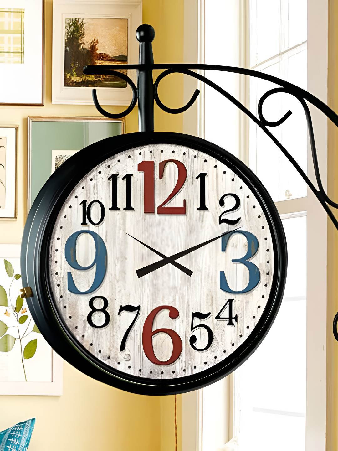 Nutts Black & White Retro Double Sided Vintage Wall Clock
