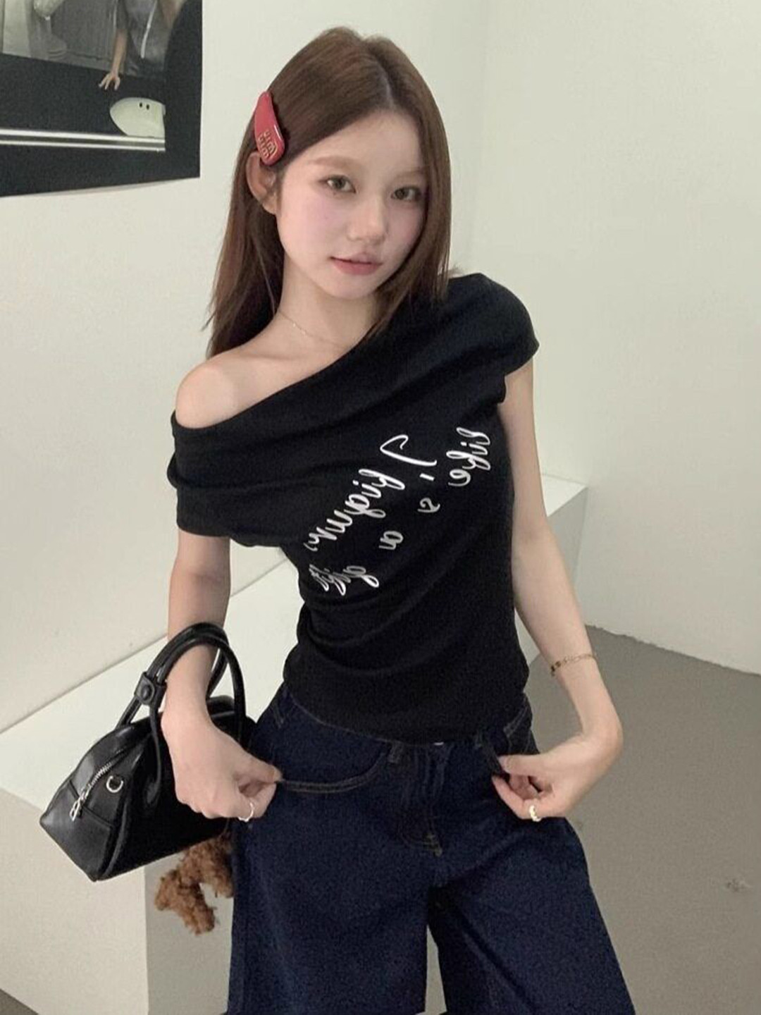 Outzidr Typography Printed Boat Neck Slim Fit T-shirt