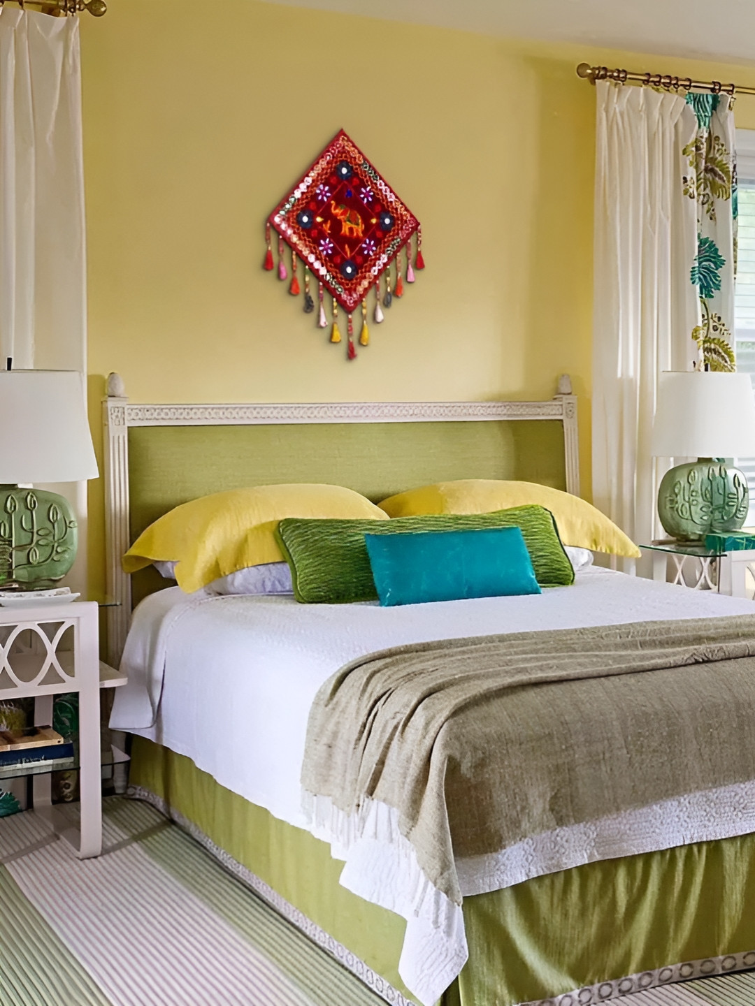 AURESSA Gujrati Elephant Wood Tasselled Antique Hanging Hall Wall Hangings-15In