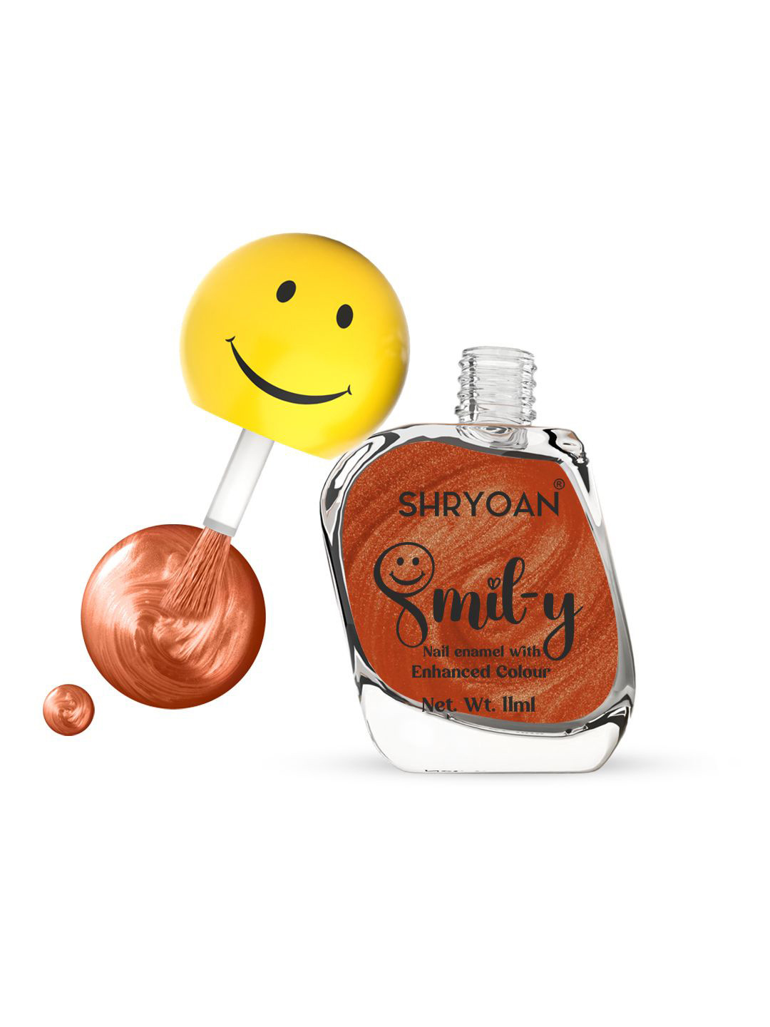 SHRYOAN Smily Ultra Glossy Long Lasting Nail Polish - 11 ml - Metallic Orange - 19