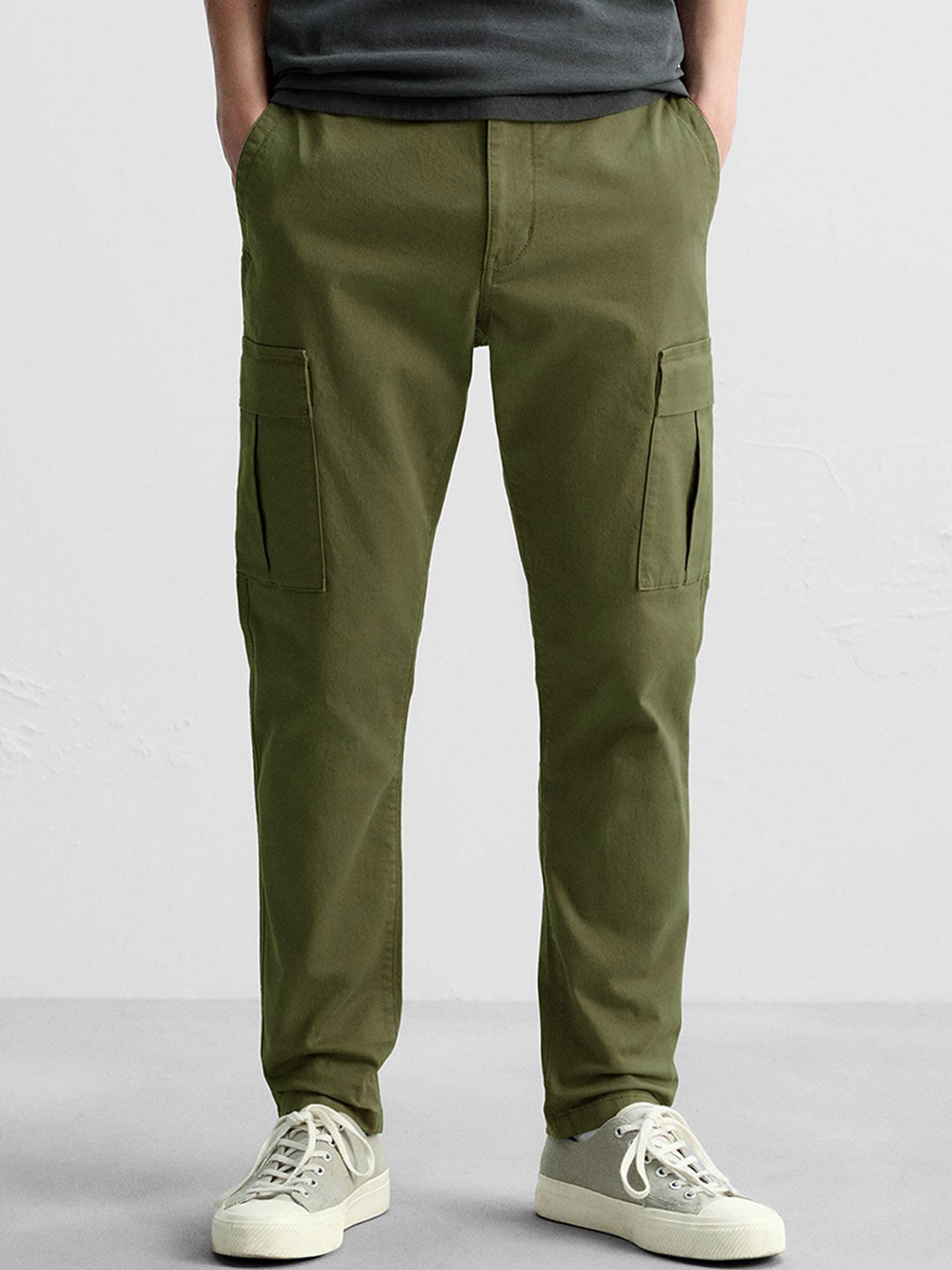 MISCHIEF MONKEY Men Relaxed Straight Leg Cotton Straight Fit Cargos Trouser