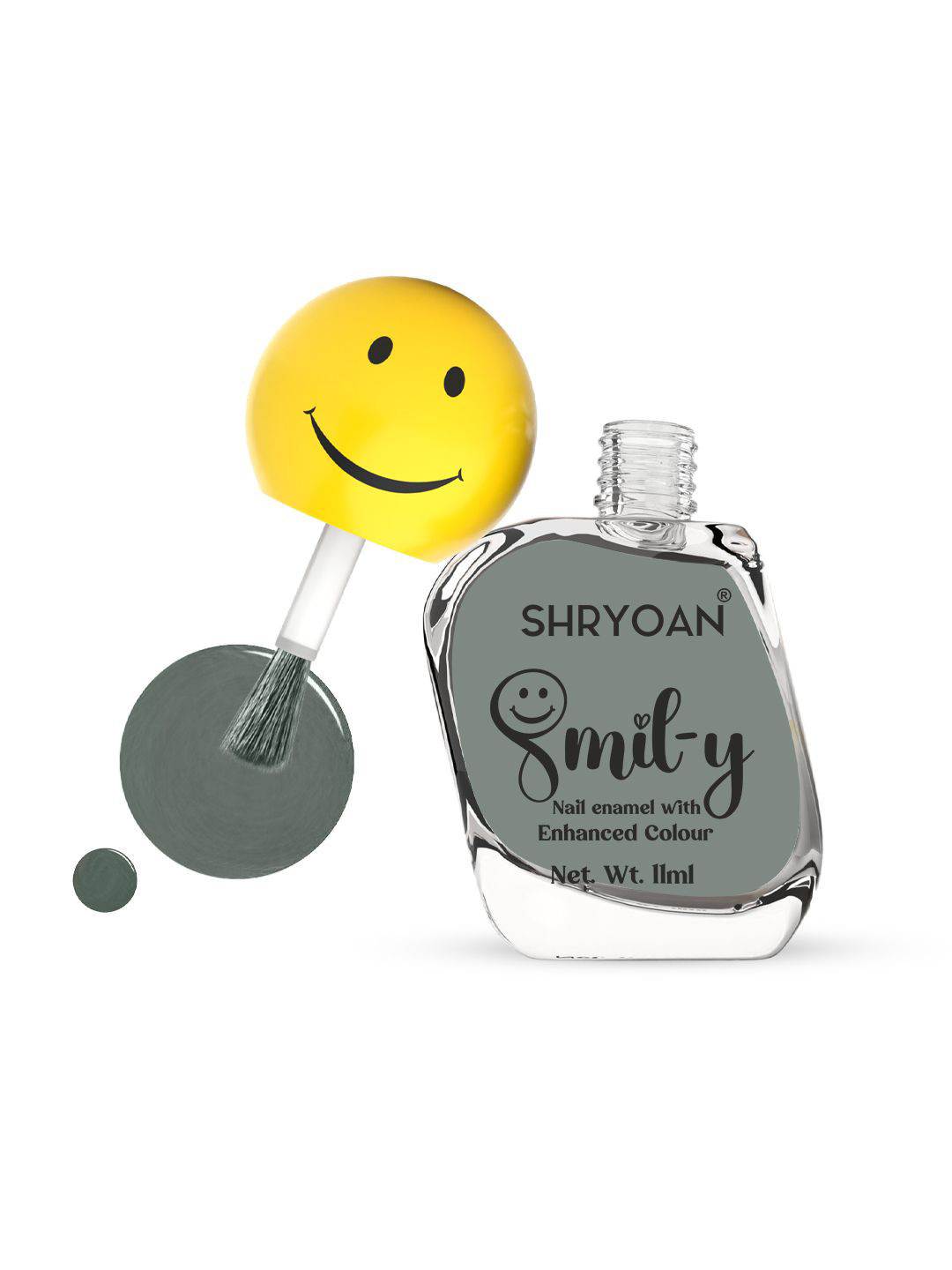 SHRYOAN Smily Ultra Glossy Long Lasting Nail Polish - 11 ml - Gunsmoke - 54
