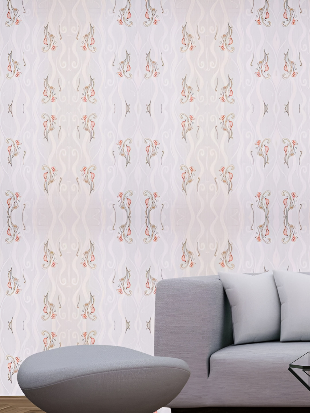 Sky Walls White & Pink Printed Waterproof Wallpaper