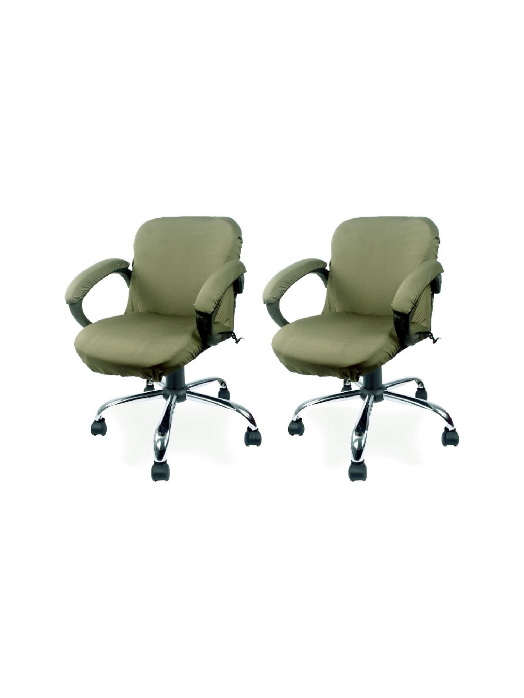 The Furnishing Tree Set Of 2 Green Stretchable Chair Covers With Handle Covers