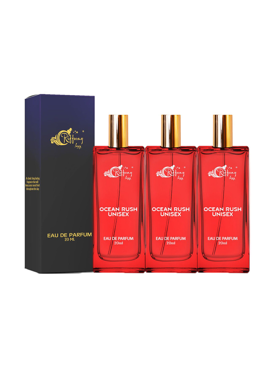 riffway Set Of 3 Ocean Rush Long Lasting Eau De Parfum- 20 ml Each