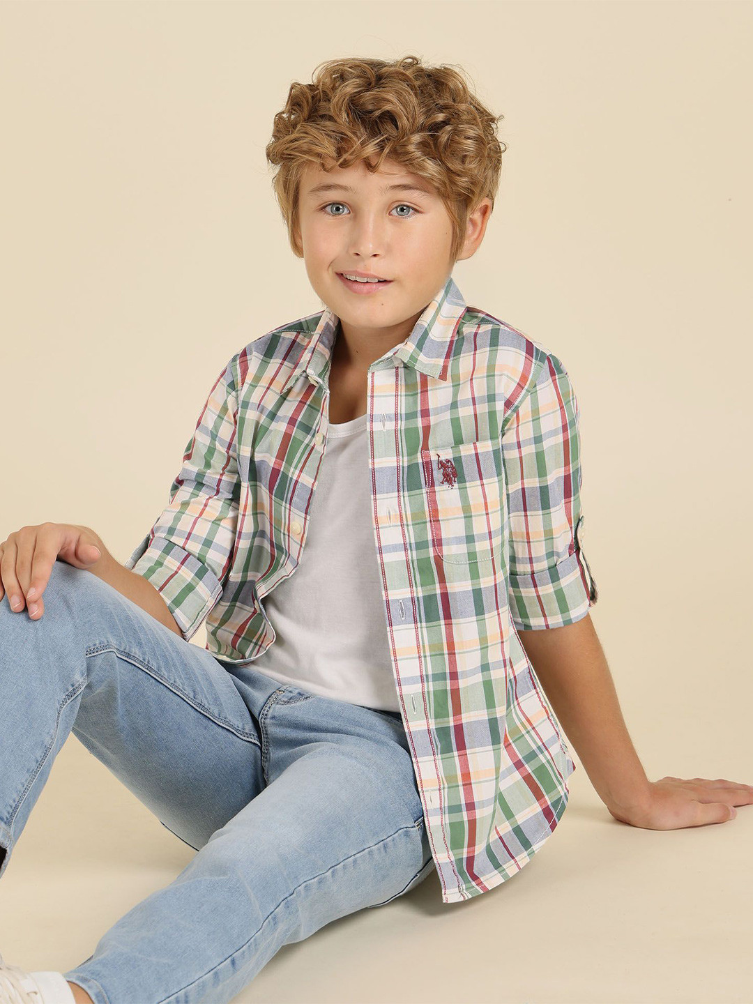 U.S. Polo Assn. Kids Boys Cotton Classic Checked Casual Shirt