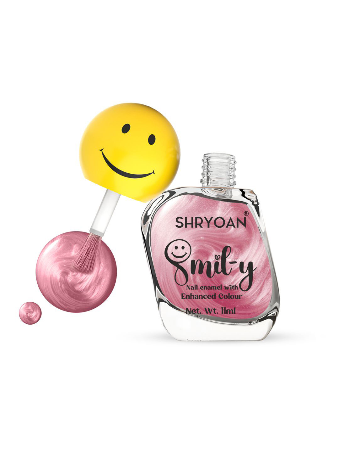 SHRYOAN Smiley Nail Paint With Enriched Color - 11 ml - Metallic Pink 18