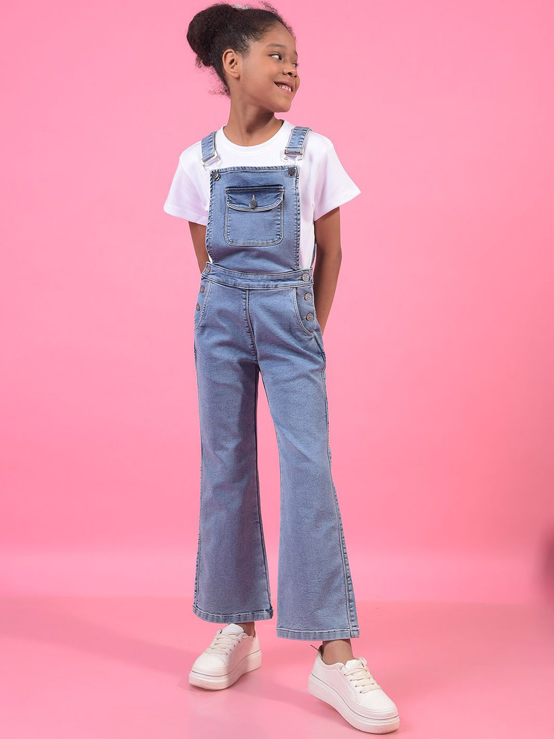Crimsoune Club Girls Bootcut-Fit Dungarees With T-Shirt