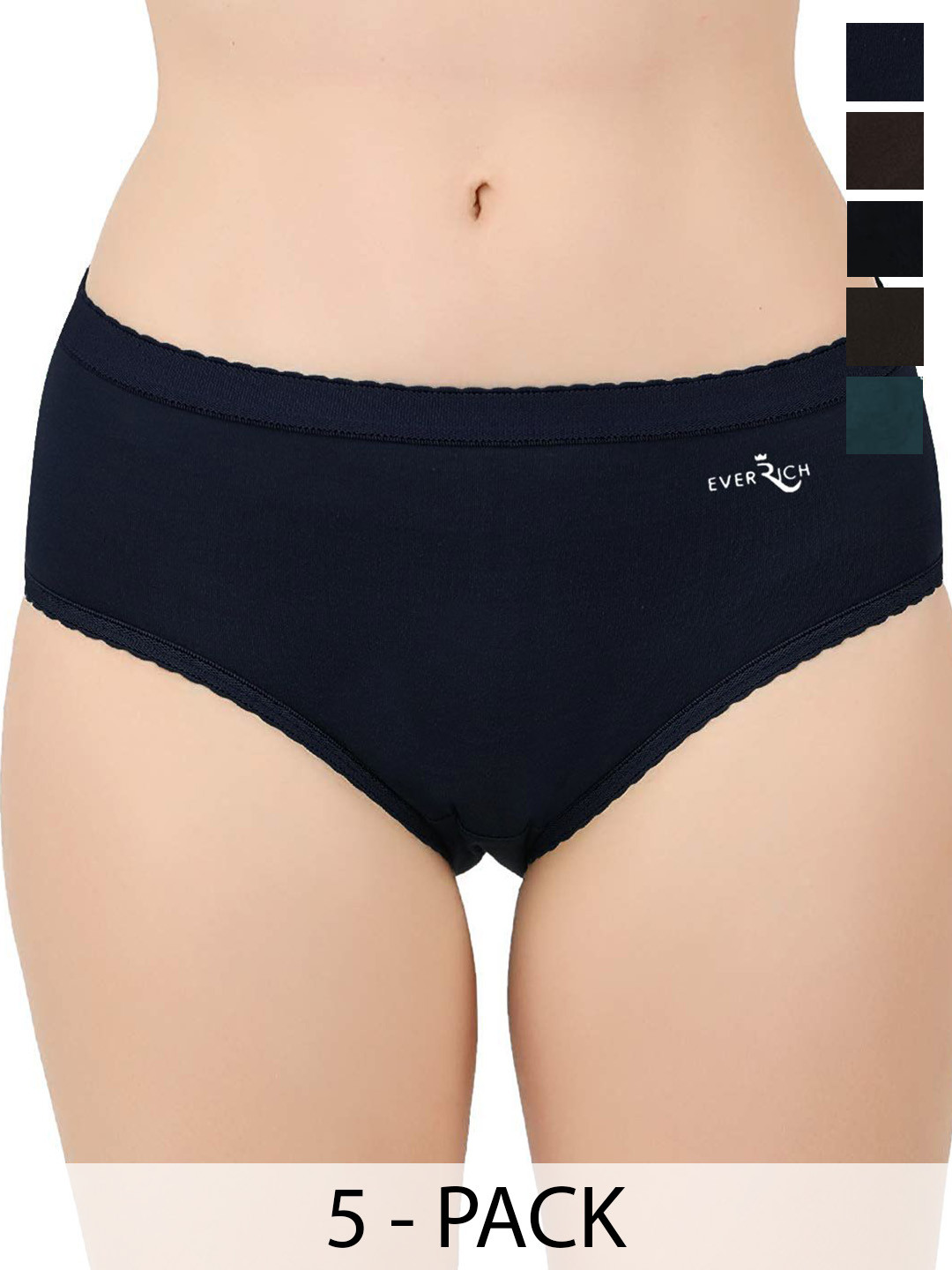 EverRich Pack Of 5 Cotton Basic Briefs MY-ER-PLAIN-OE-5PC