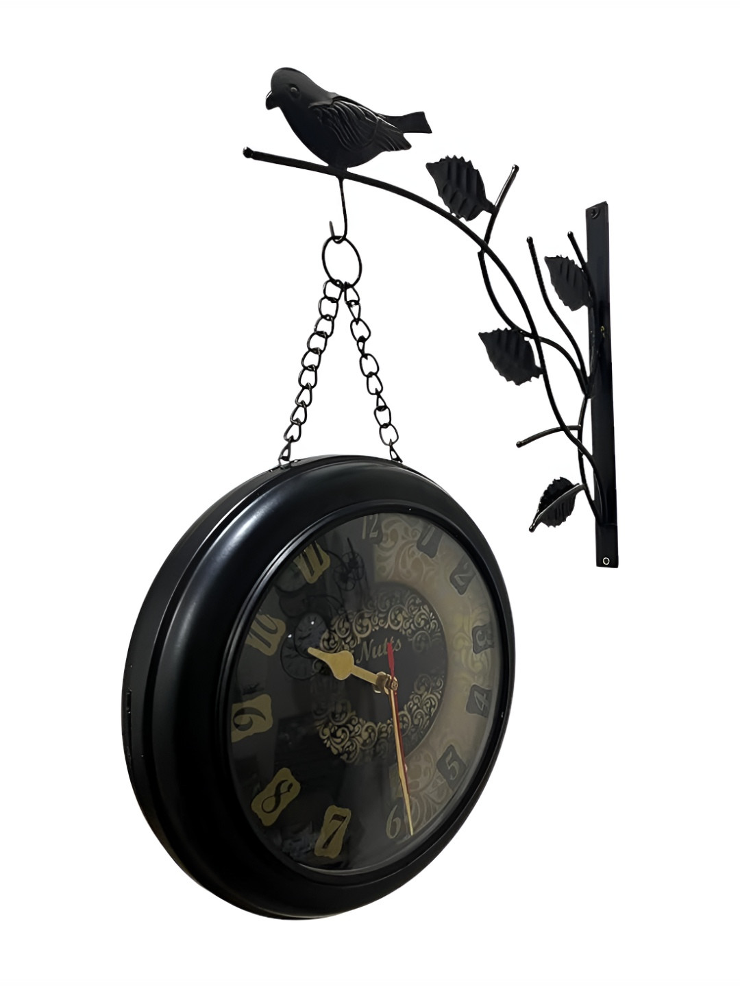 Nutts Black Chain Bird Double Sided Analogue Vintage Wall Clock