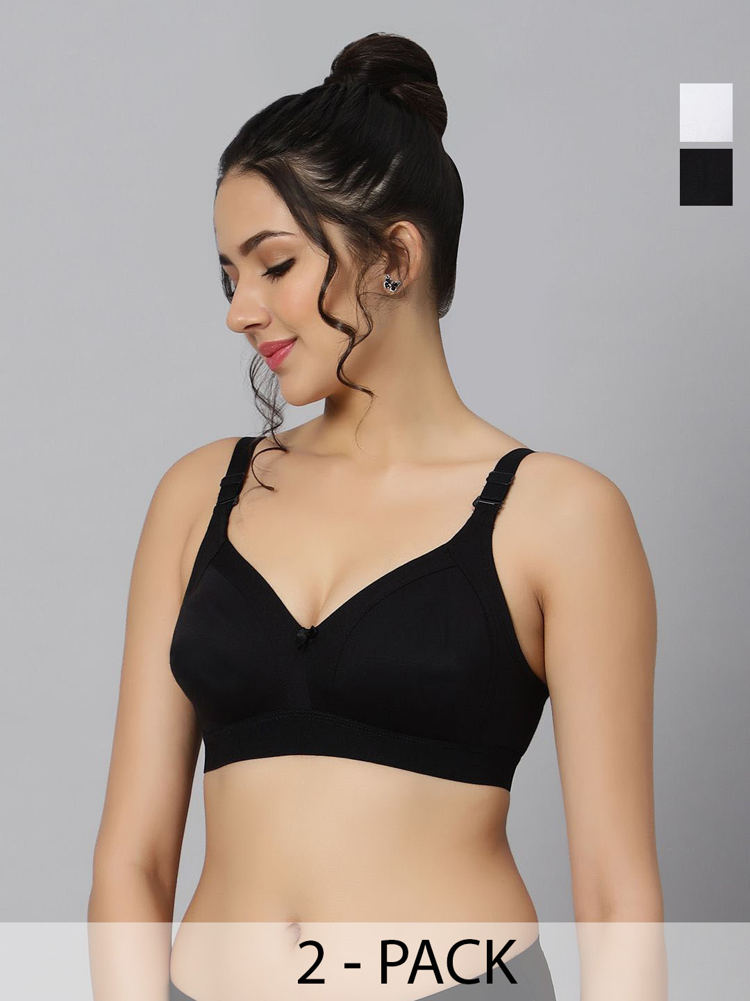 Bluenixie Pack Of 2 Solid Full Coverage Cotton Multiway Minimizer Bra