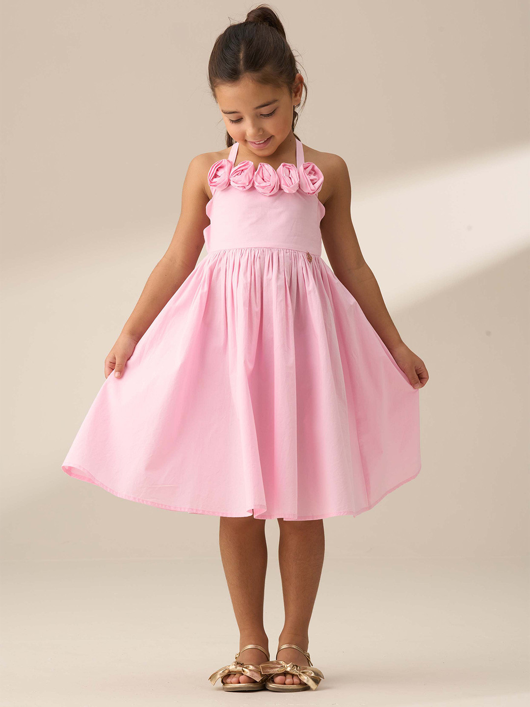Angel & Rocket Girls Cotton Allegra Corsage Shirred Dress