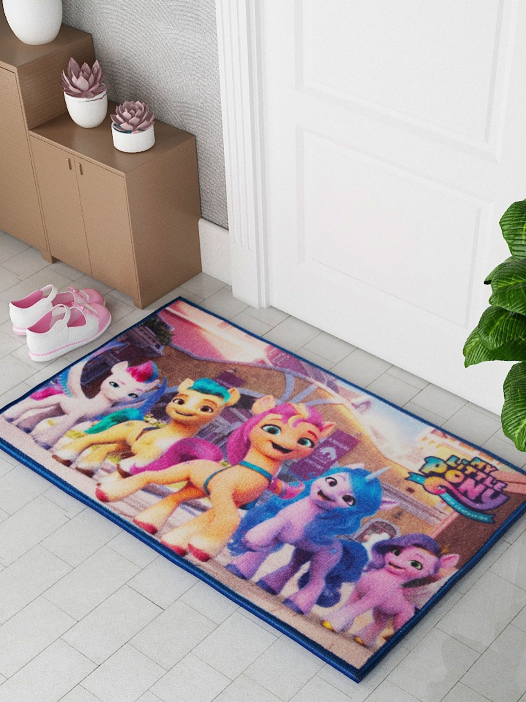 Athom Living Pink & Blue My Little Pony Funny Time Themed Printed Ani-Skid Doormats