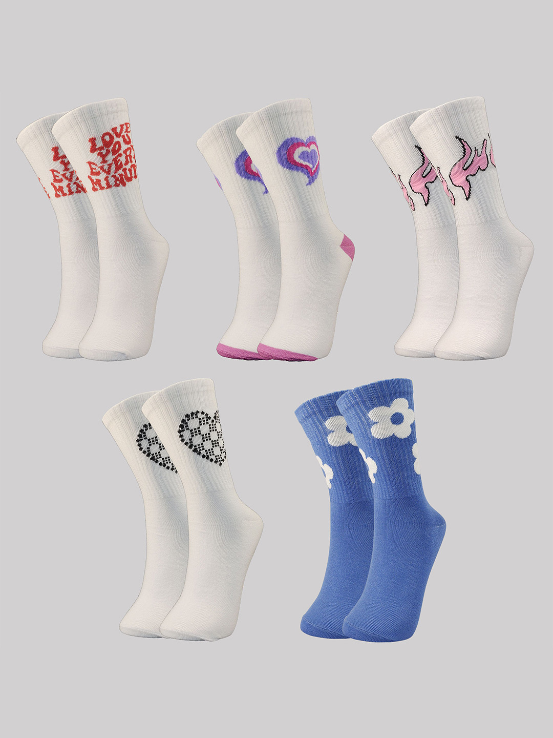 TRAZO Pack Of 5 Calf Length Socks