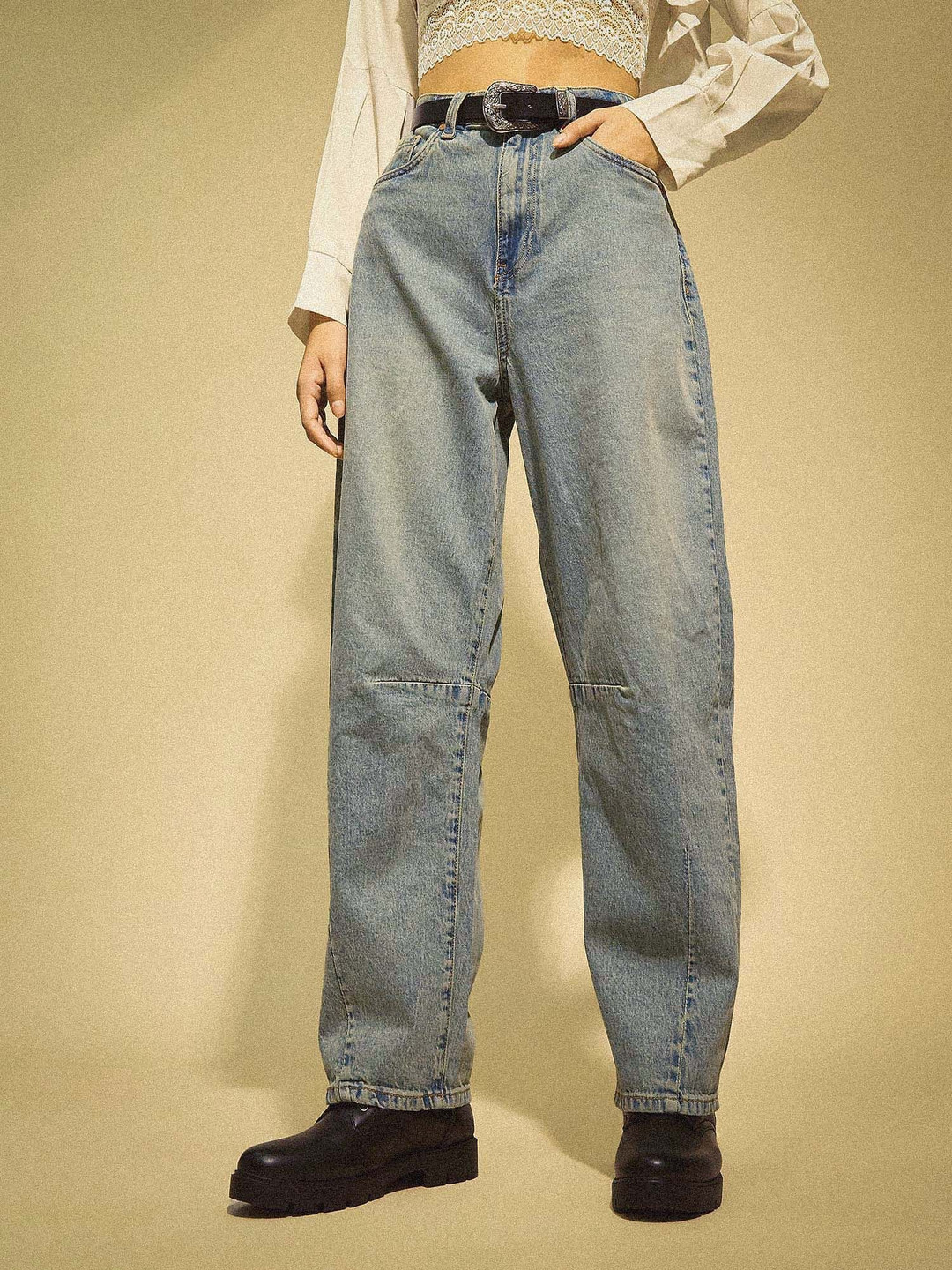 Flying Machine K-Street X Barrel Fit Fit Belt Tie Up Jeans