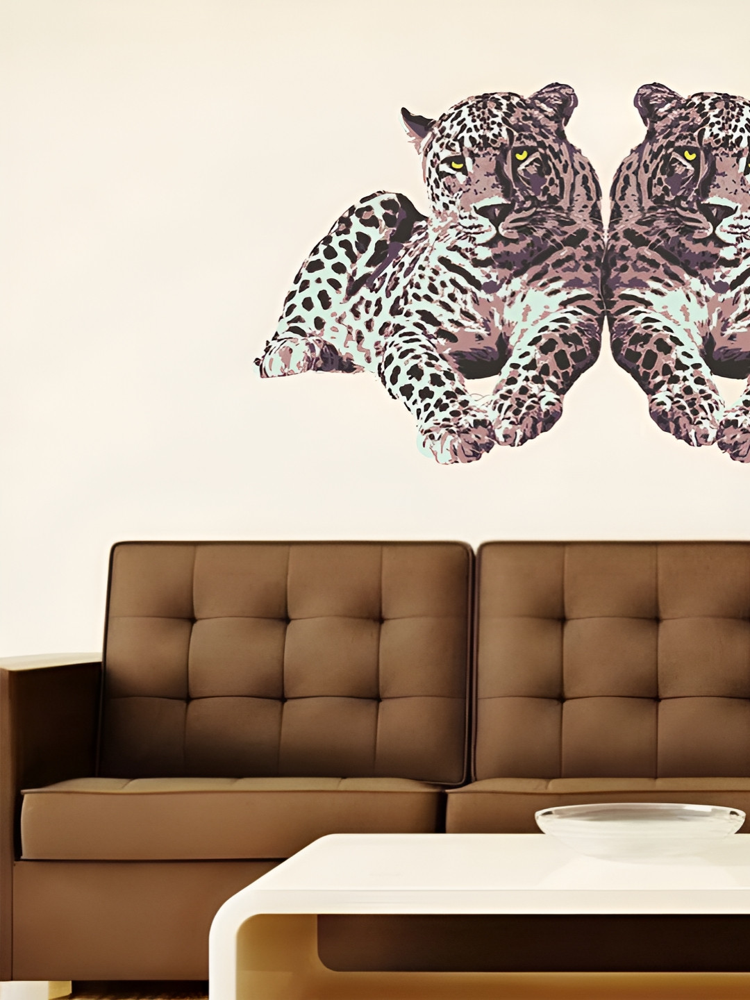 LANSTICK Brown & Black Two Tiger Splash-Proof Eco-Friendly Wallpaper