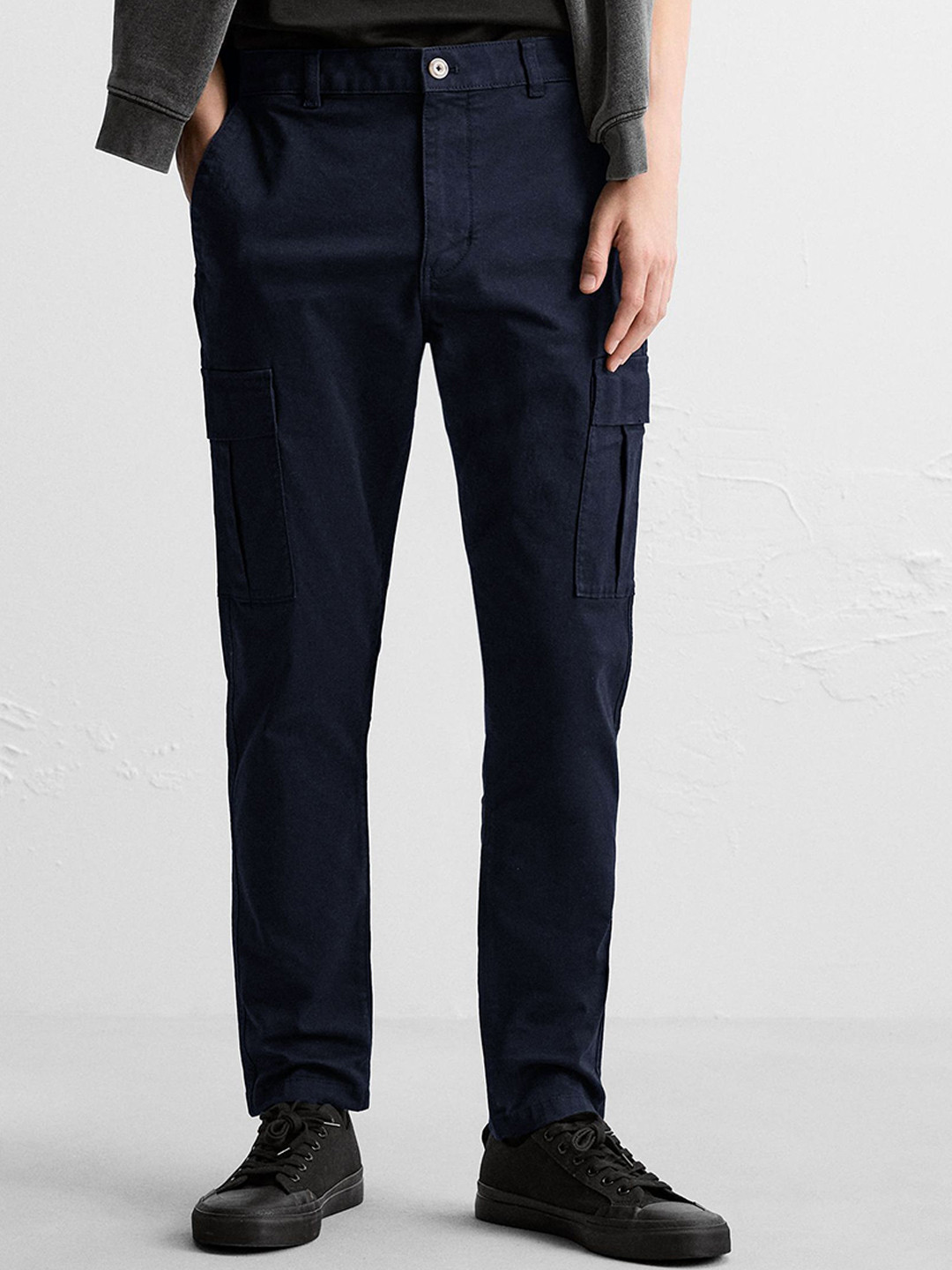 MISCHIEF MONKEY Men Relaxed Straight Leg Cargos Trousers