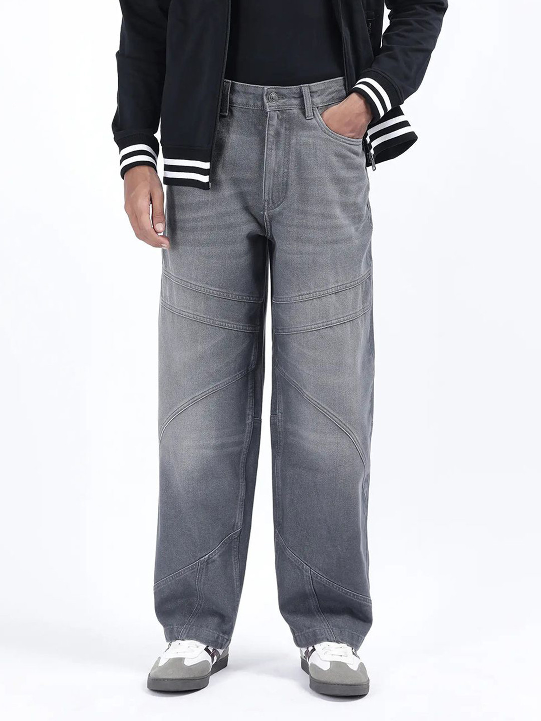 RARE RABBIT Men Zeret Dark Grey Jeans