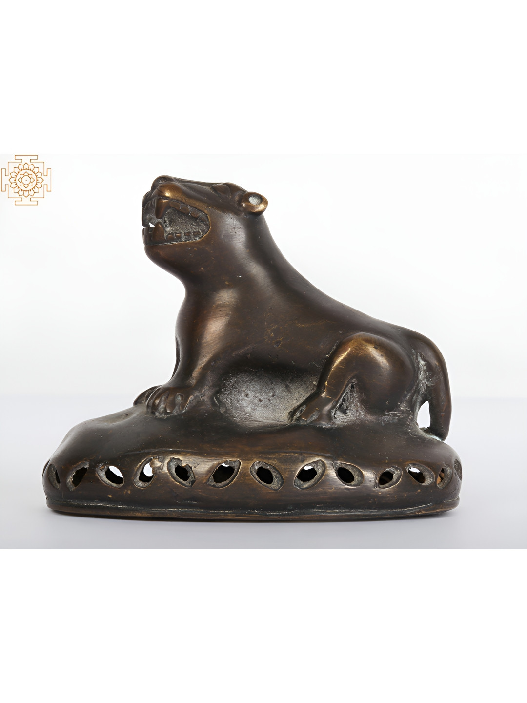 Exotic India Lion Design Foot Scrubber Black Bronze Metallic Living Room Tiny Showpiece - 2.8 Inches