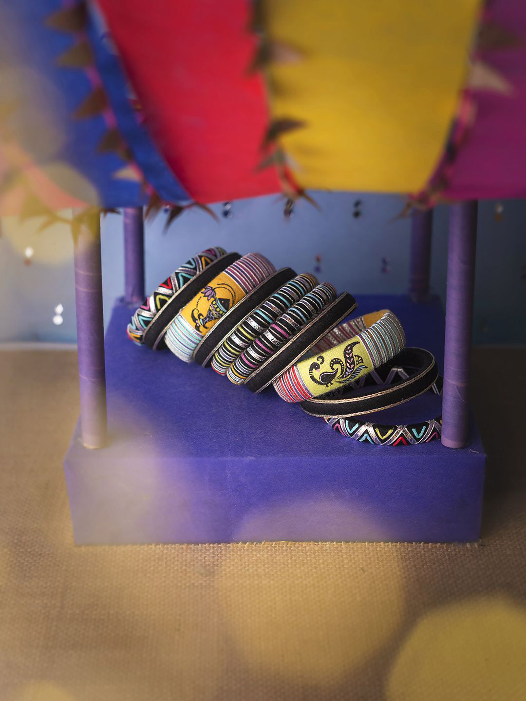 Taasha Craft Set Of 10 Threaded Bangles