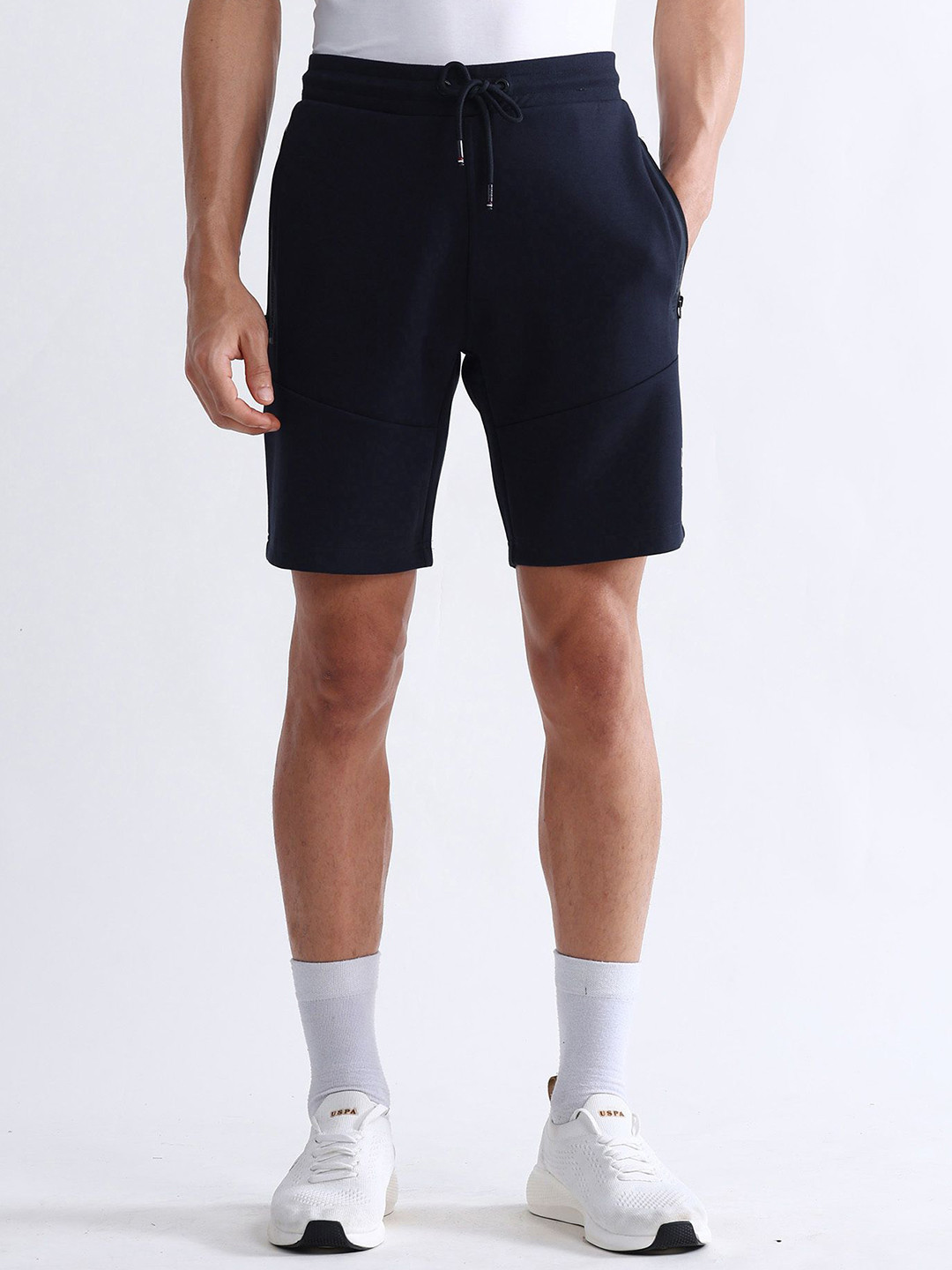 USPA Sport Men Slim Fit Mid-Rise Outdoor Sports Above Knee Shorts