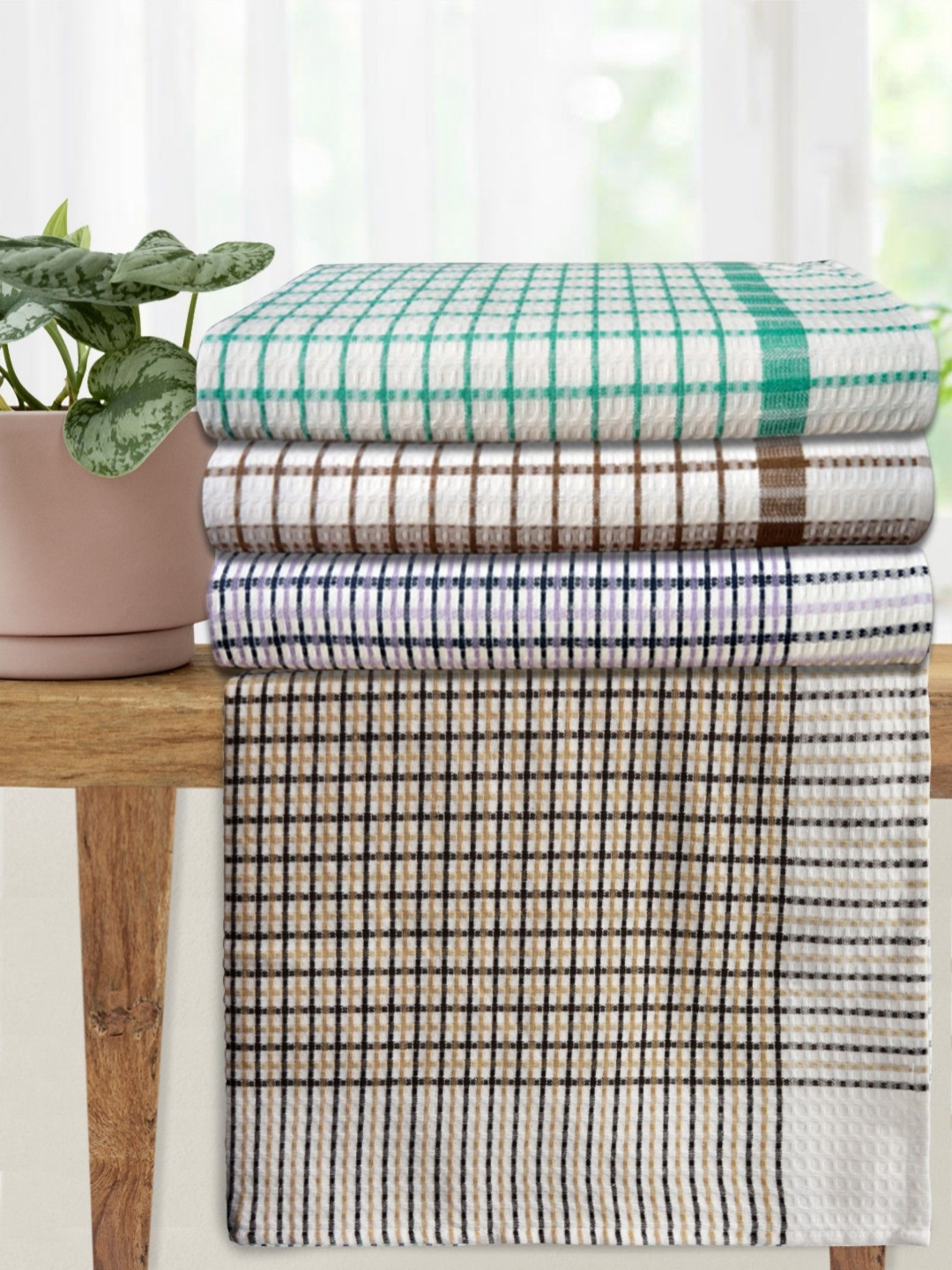 Athom Living Premium Cotton Bath Towel 75 x 150 Multi Colour Pack of 4