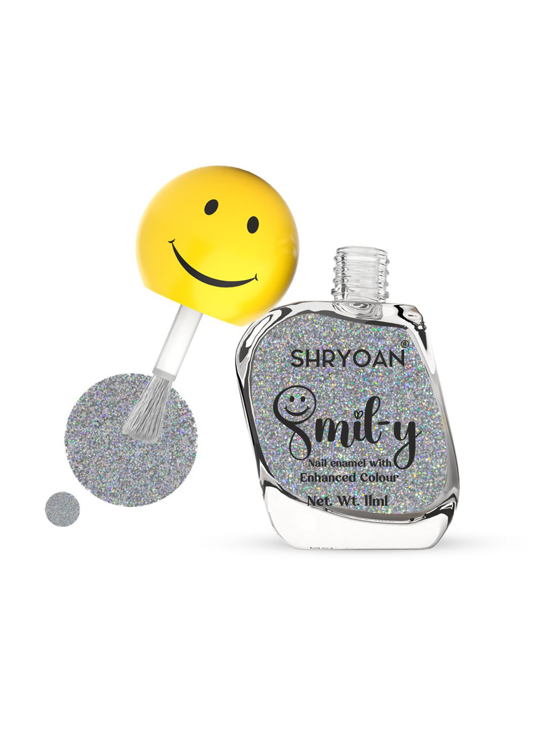 SHRYOAN Smily Ultra Glossy Long Lasting Nail Polish - 11 ml - Glitter Sliver - 02