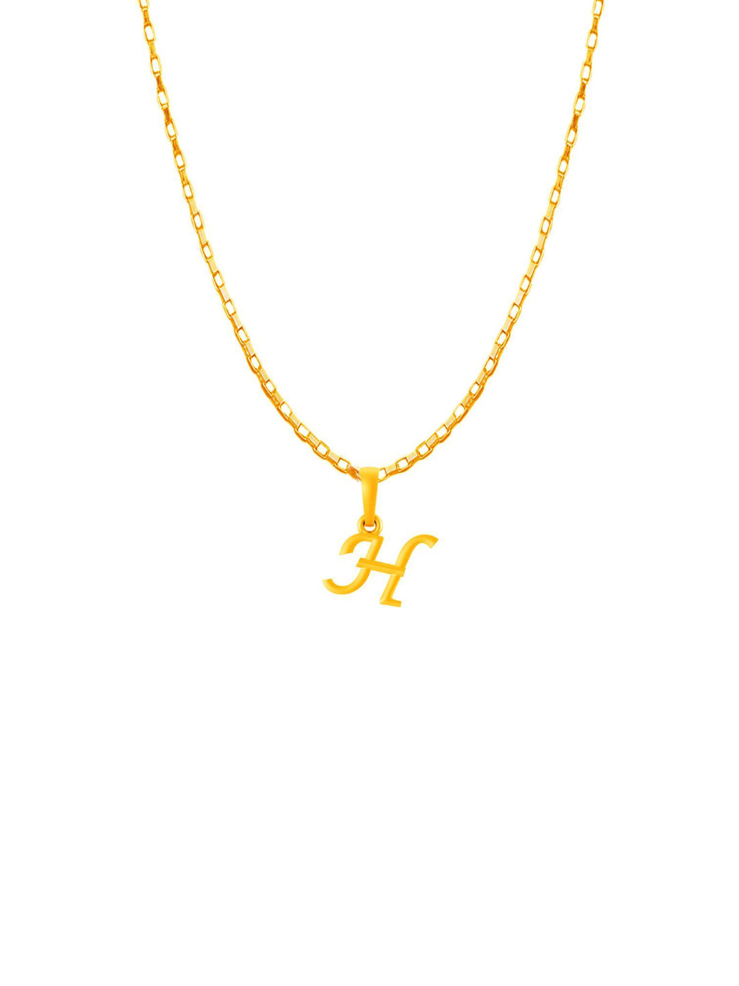 Metronaut 22KT Gold-Plated 92.5 Silver Contemporary H Alphabet Pendant with Chain