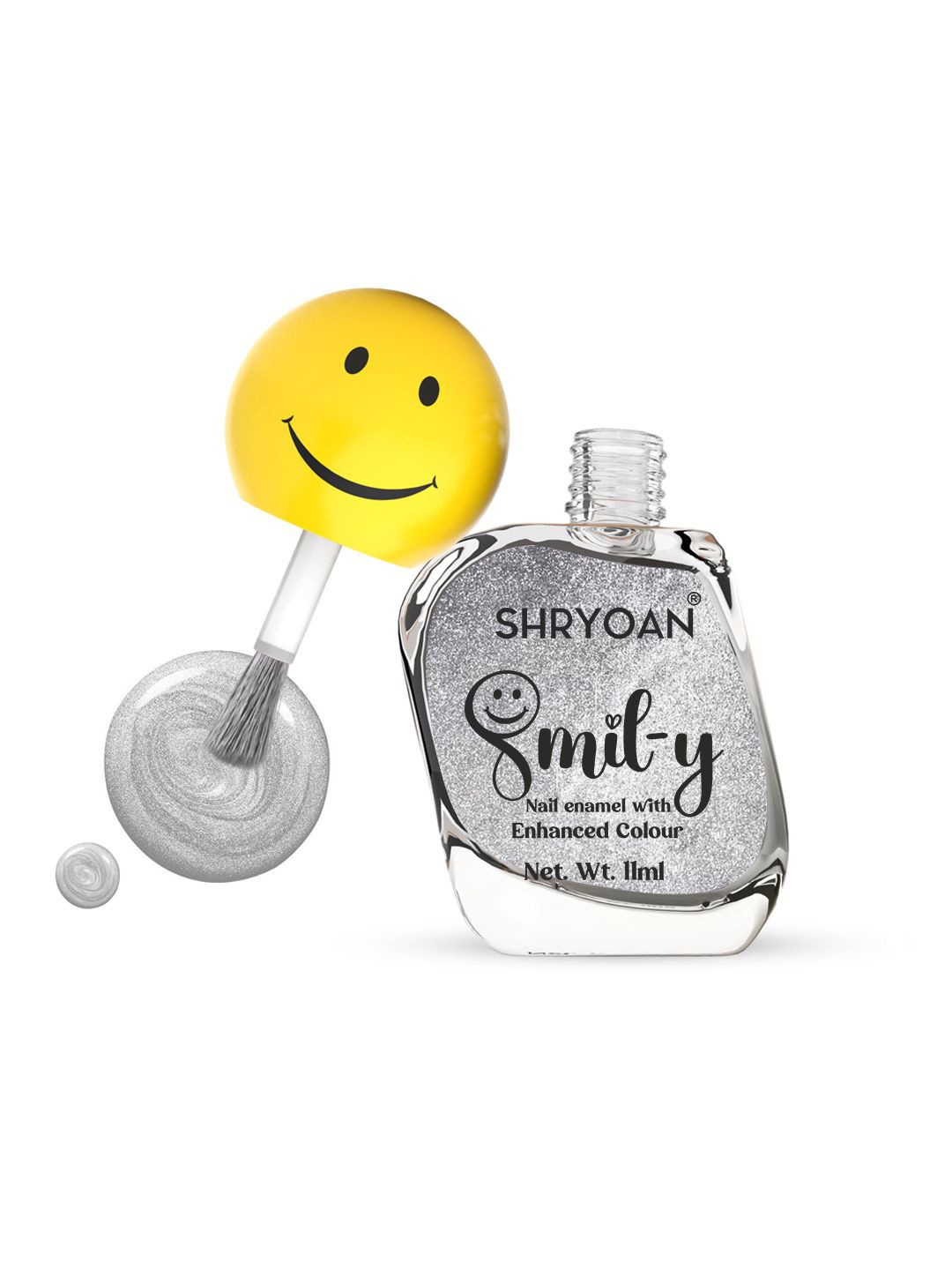 SHRYOAN Smiley Nail Paint With Enriched Color - 11 ml - Metallic Silver 15
