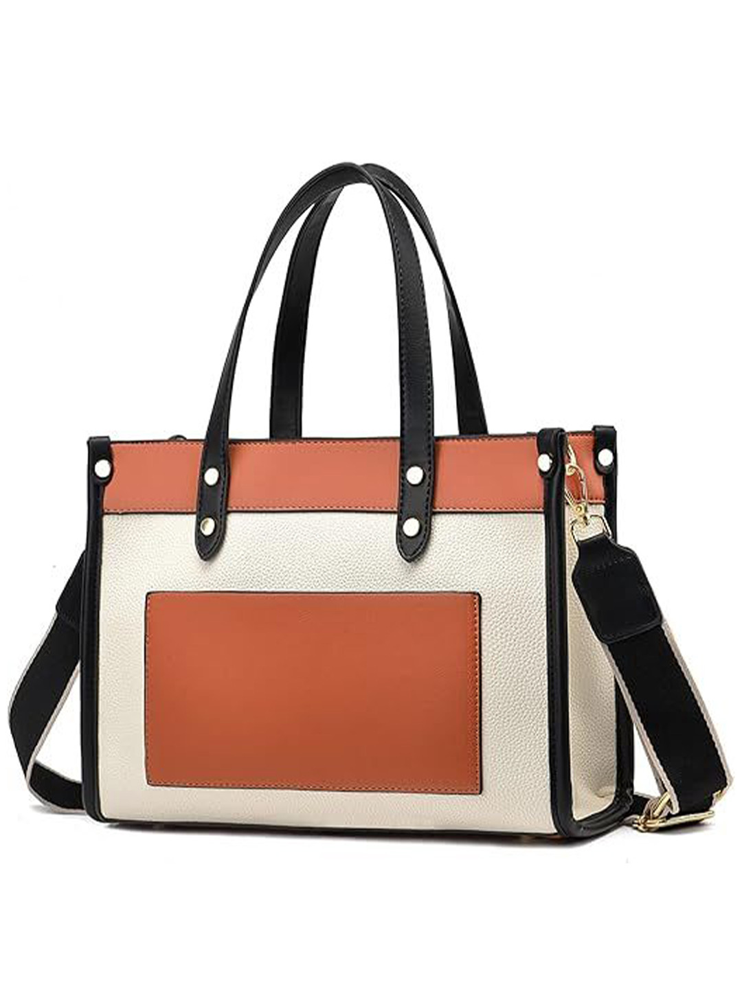 Mast & Harbour Colourblocked PU Structured Satchel Purse With Cut Work