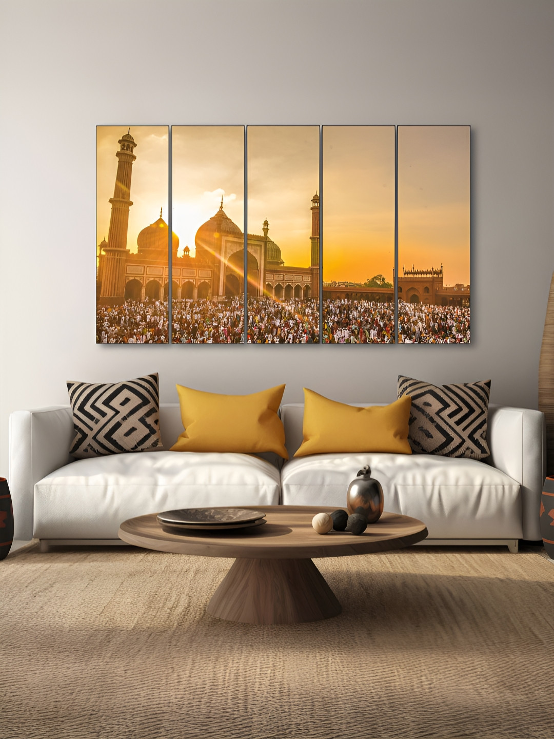 The Castle Decor Wood 5 Piece Wall Rectangle Paintings Wall Art - 26.7 x 47.6 In