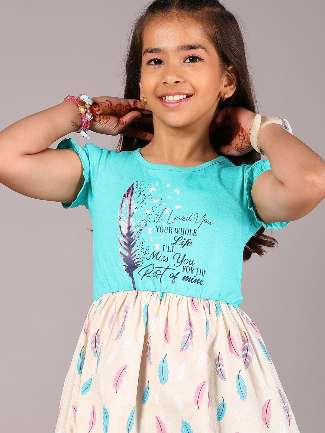 V-Mart Girls Print Fit & Flare  Mini Dress